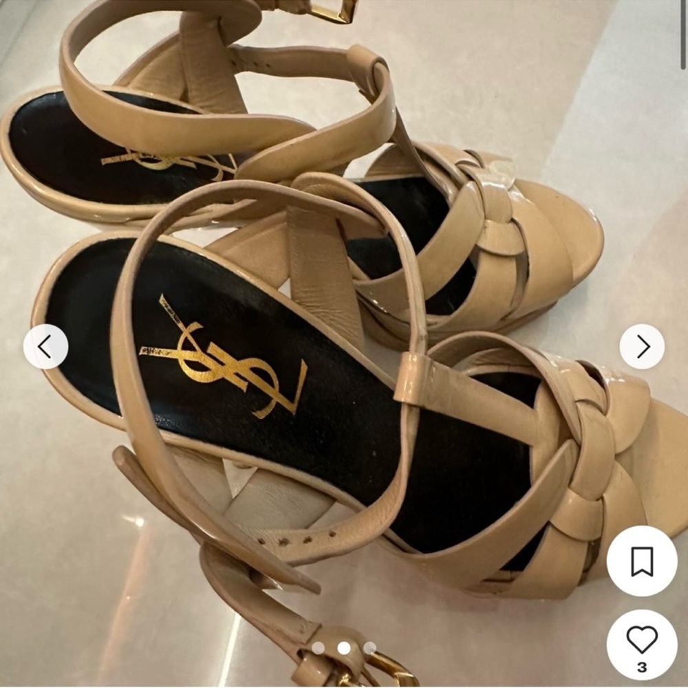 Yves Saint Laurent Beige Strappy Heels